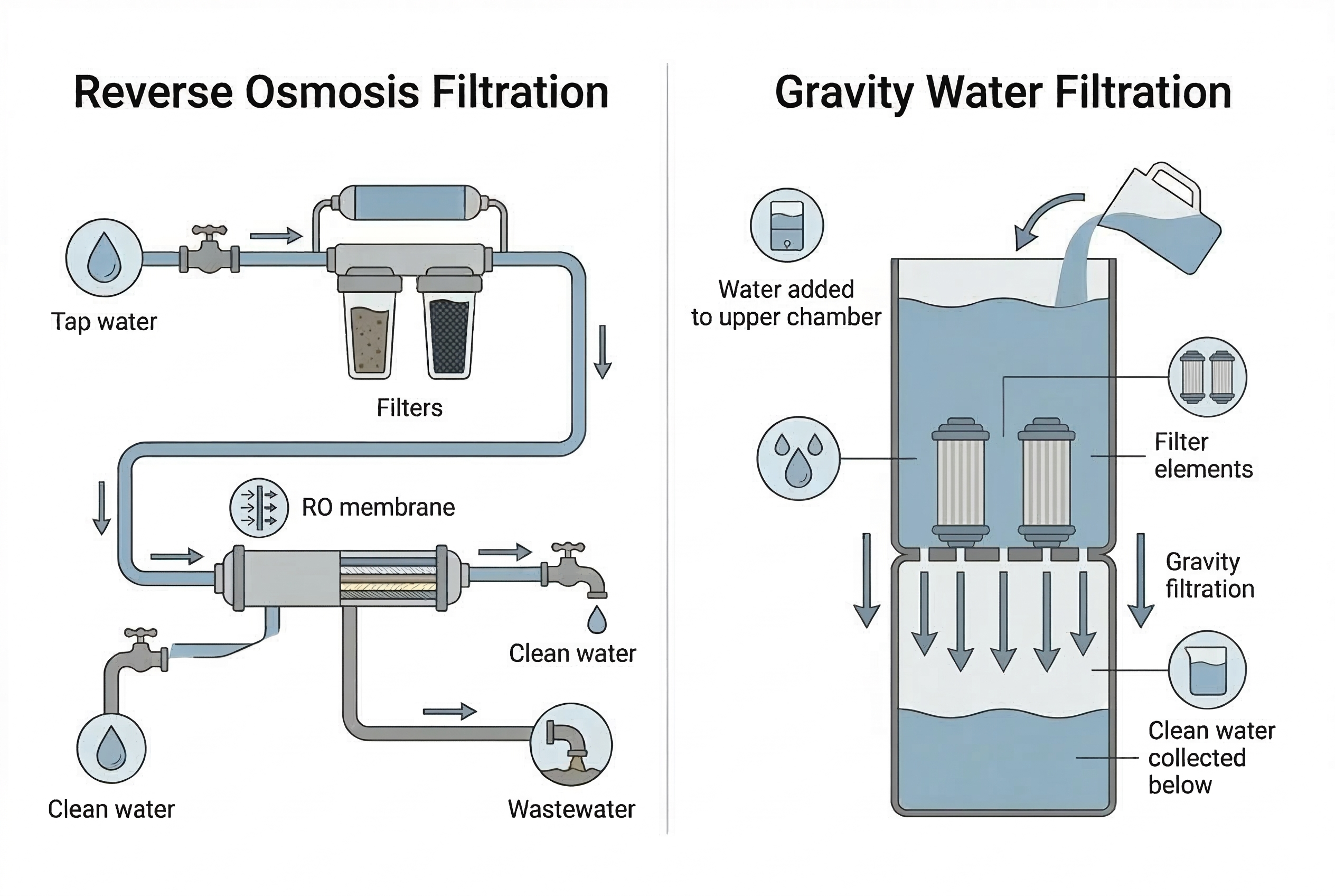 Reverse osmosis vs gravity water filters: key differences and how to choose